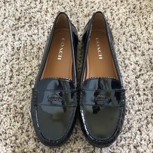Coach Odette black patent leather moccasin